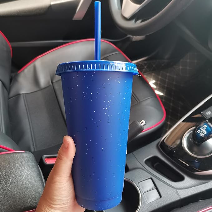 Suertestarry Tumbler with Straw and Lid,Water Bottle Iced Coffee Travel Mug Cup,Reusable Plastic Cups,Perfect for Parties,Birthdays… (Solid Color, 5pack)