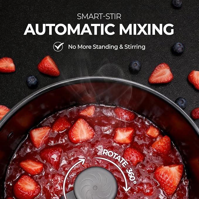 Automatic Jam and Jelly Maker 1000W, 2L Per Batch (≈4 x 16OZ), Electric Pot Stirrer Machine for Homemade Fruit Jam, Jelly & Sauce, Non-Stick Self Stirring Pot, BPA-Free, Replace ball fresh Jam Maker
