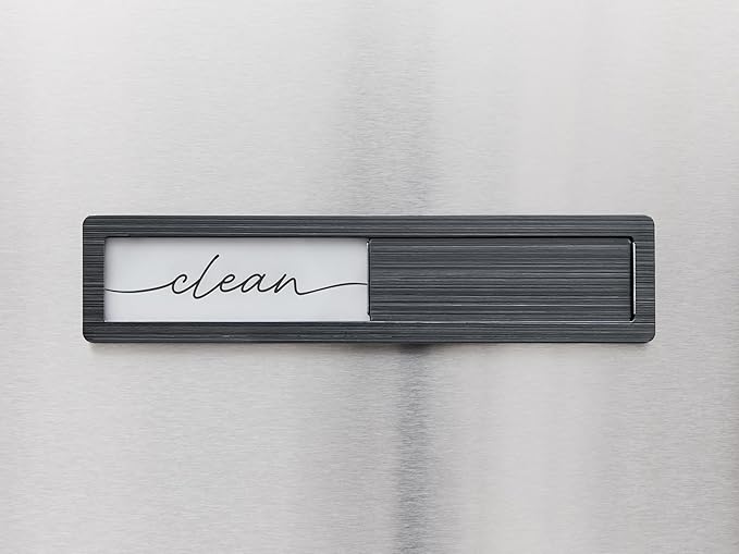 Stainless Steel Clean Dirty Magnet for Dishwasher, Black Chrome Script Dishwasher Magnet Clean Dirty Sign, Premium Clean/Dirty Dish Washer Magnets with Protective Backing, Rustic Kitchen Dish Sign