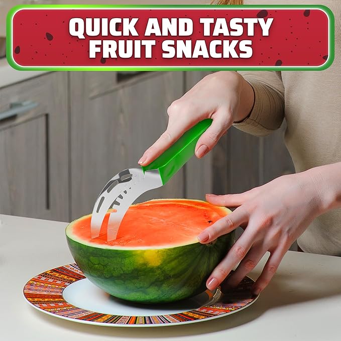 Watermelon Slicer Cutter Tool – Durable Stainless Steel Blade Watermelon Cutter with Ergonomic Handle | Slice or Cube Cantaloupe & Honeydew, Quick, Mess-Free Prep for Summer Snacks, Parties & BBQs