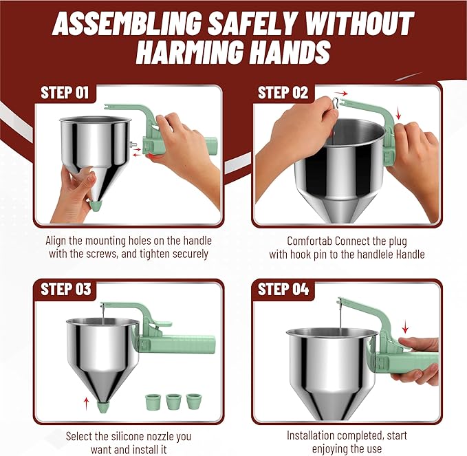 Stainless Steel Pancake Batter Dispenser, 40oz Batter Dispenser with Squeeze Handle, Great for Pancakes, Cupcake, Waffle or Any Baked Goods, Durable, Leak-Free, Mint Green
