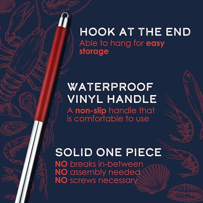 CONCORD Stainless Steel One Piece Crawfish Jambalaya Pot Spoon Stirrer. Great for Seafood, Lobster, Crab, Cajun, and Low Country Boils. (36")
