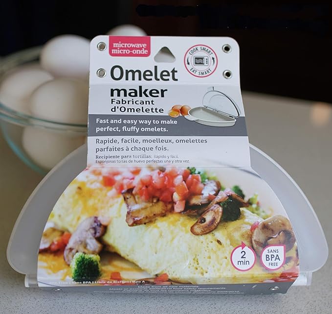 Culinary Elements Microwave Omelet Maker, Nonstick 3-Egg Capacity, Quick & Easy Breakfast Cooker, BPA-Free, Dishwasher Safe