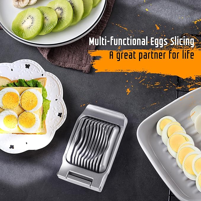 Egg Slicer for Hard Boiled Eggs, Stainless Steel Wire, Multipurpose Heavy Duty Aluminium Egg Cutter for Egg, Salads, Sandwiches, Strawberries, Mushrooms, Soft Cheese, Fruit, Green
