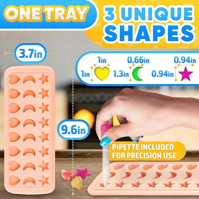 Mini Star Ice Cube Tray with Lid – Stars, Moons & Hearts that Just Pop Right Out – 24 Cavities Cute Ice Cube Tray, Flexible Silicone, Easy Release | Reusable Molds for Cocktails, Parties & Desserts