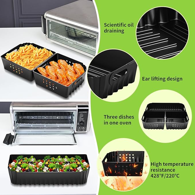 Silicone Air Fryer Liners for Ninja SP101 SP151 Air Fryer Oven, 3 Pcs Silicone Oven Liners Air Fryer Accessories for Ninja Digital Air Fry Countertop Oven SP101 SP151 SP351 SP201 SP301