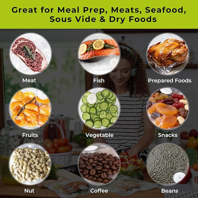 Handheld Vacuum Sealer for Food, 65kPa Portable Vacuum Pump with 30 BPA-Free Reusable Food-Grade Bags, Type-C Rechargeable for Meal Prep, Leftovers, Freezer Storage, Sous Vide & Containers