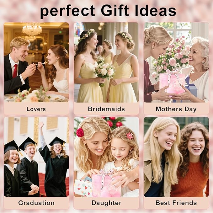 Personalized Gifts for Women Flower Glass Coffee Mug Initial Tea Cup Monogrammed Customized Bridesmaid Bride Wedding Gifts Graduation Gifts Valentine Mother's Day Birthday Christmas Gift (R)