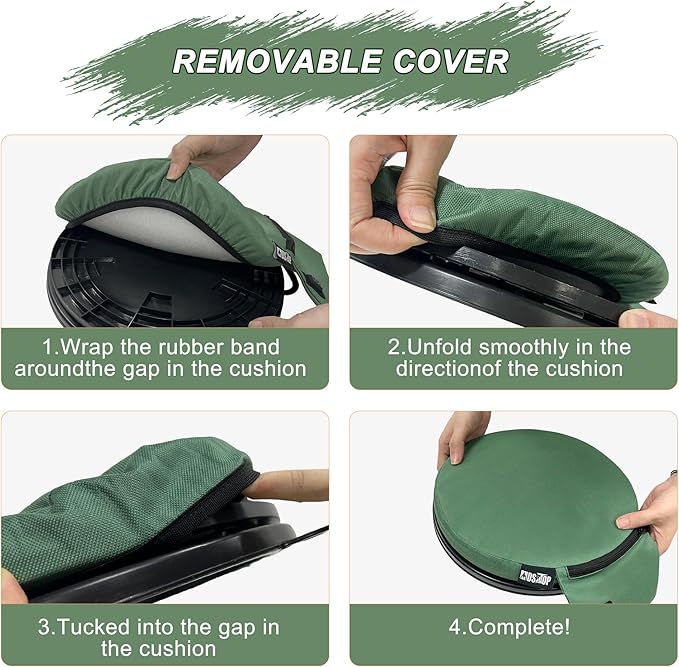MDSTOP Heated 5 Gallon Bucket Seat, 360-Degree Swivel Bucket Seat Lid, Waterproof Top Seat Foam Cushion for Dove Duck Hunting, Ice Fishing, Baseball, Gardening, Camping（No Power Bank）