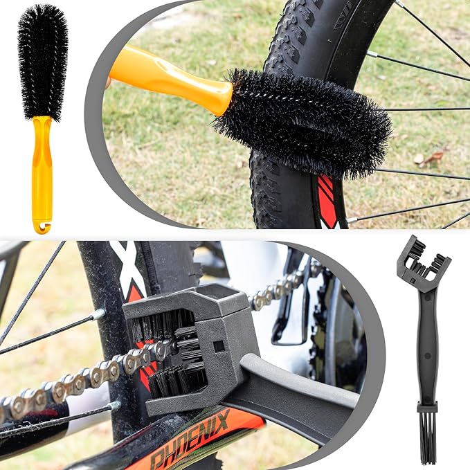 Bike Cleaning Kit Including Bicycle Chain Cleaner Degreaser,Cycling Chain Lube,Cleaner Brush Tool,Scrubber,Suitable for Mountain/MTB,Ebike,Road Bike and Trail Bikes