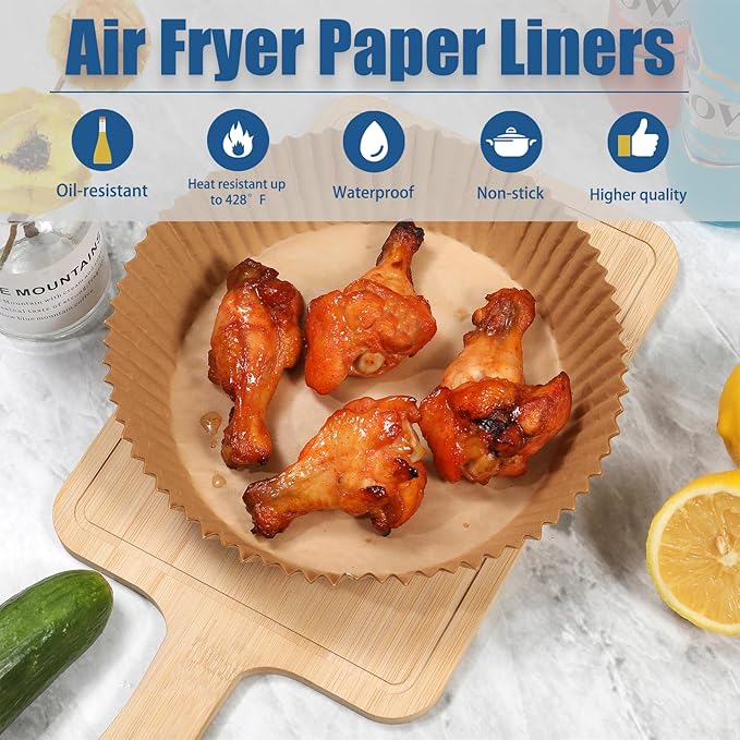 Air Fryer Liners Disposable 6.5 IN,200PCS Round Non-Stick Parchment Paper Parchment Paper for 3-5QT Air Fryer Roasting Microwave Basket