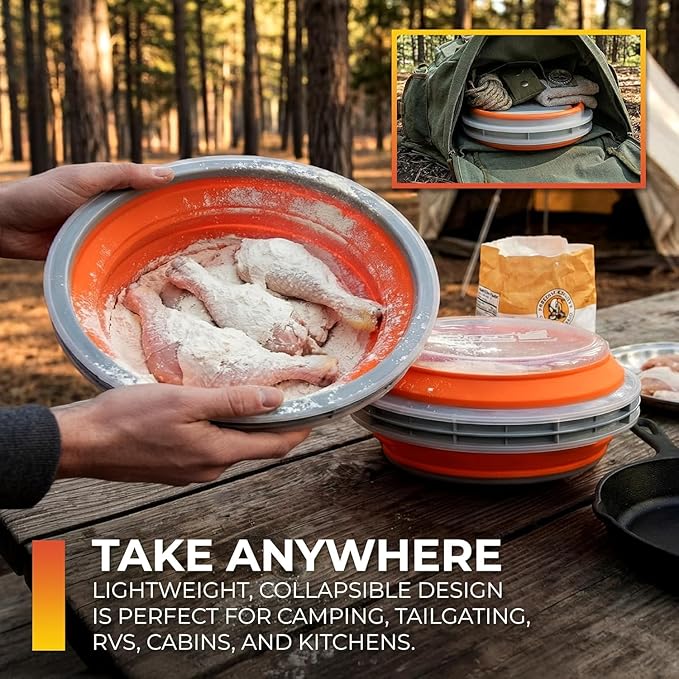 CanCooker Batter Bowl XL: Collapsible, Mess-Free, Dishwasher and Microwave Safe, Chemical-Free in Vibrant Orange - 2 Pack