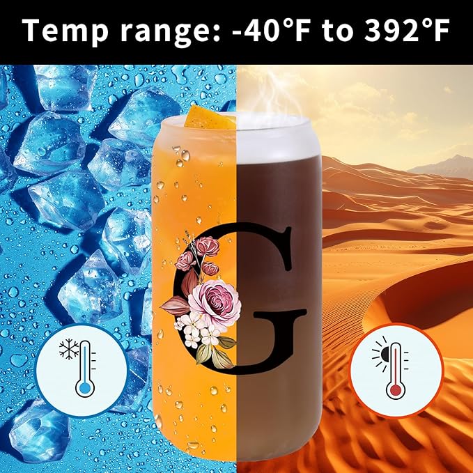 Monogrammed Glass Drinking Cup With Lid Straw Happy Birthday for Adult Men Women Who Have Everything Want Nothing Dad Mom Guy People Couples Parents Christmas Cool Funny Unique Special Gifts Present,G