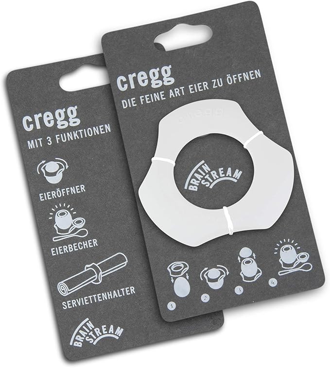 cregg 3-in-1 Egg Topper - White – Egg Cracker, Cup & Serving Ring – Made in Germany – For Soft & Hard Boiled Eggs – Egg Shell Opener – Kitchen Gadget & Gift for Breakfast Lovers