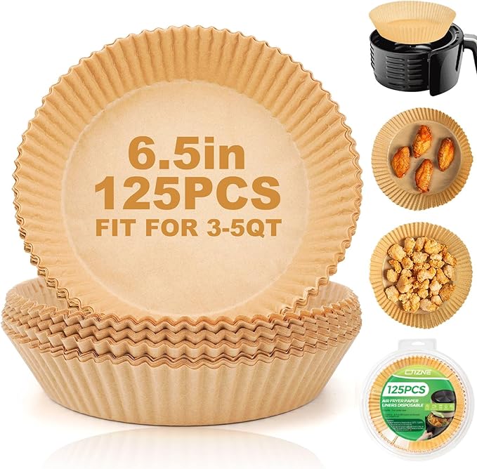 Disposable Air Fryer Paper Liners, 125Pcs 6.5In Parchment Paper Baking Liner for 2-5 QT Airfryer Basket, Oven, Microwave Accessories