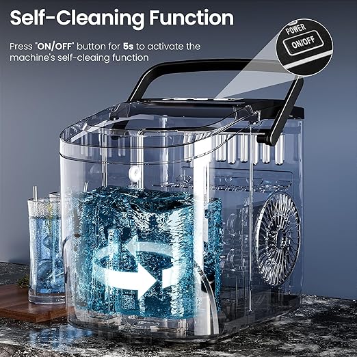 Antarctic Star Pro-Grade Countertop Ice Maker, 9 Cubes in 6 Mins, 26lbs/Day, Self-Cleaning, 2 Sizes, Ultra-Quiet for Home Bar, Kitchen, Office & Entertaining