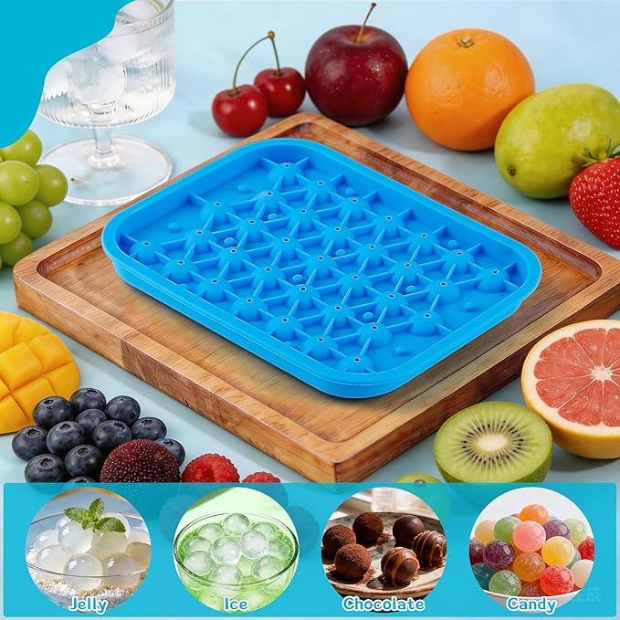 Sidosir 1Pack Silicone Round Ice Cube Tray Mold, 33-Cavity Round Ice Molds with Lid for Circular Ice Cubes, 0.8Inch Small Round Ice Balls Maker Mold for Freezer, Drinks, Whiskey, Coffee, Party