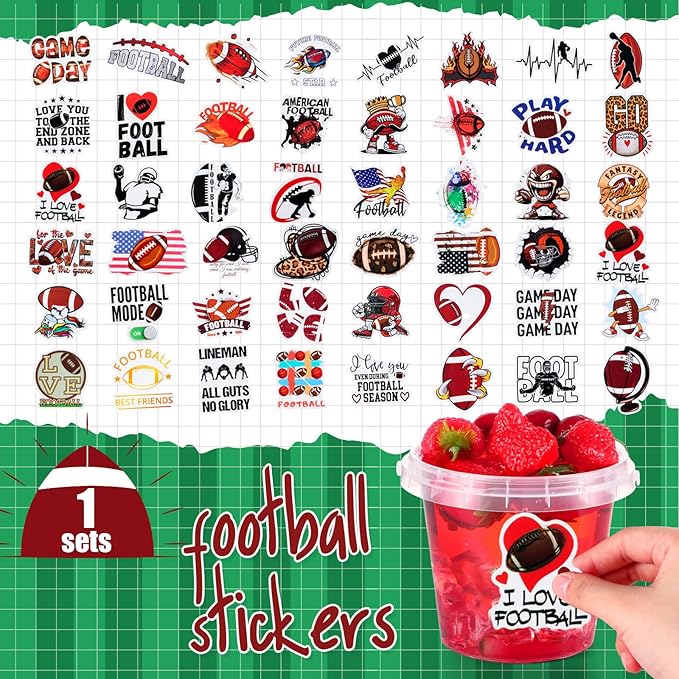 Funnymoom 30 Set Football Clear Plastic Cups with Lids & Straws 24oz Disposable Rum Drink Buckets Bulk for Cocktail Parties with Handles & Stickers for Holiday Birthday Beach Pool Party Supplies