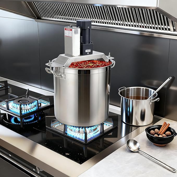 40L/10.5 Gal Automatic Food Mixer 110V 180W Stainless Steel Electric Mixer For Cooking Agitator Chocolate Paste Heat Mixing Machine Food Mixer Pot Seasoning Bottom Soup Sauce Stirrer