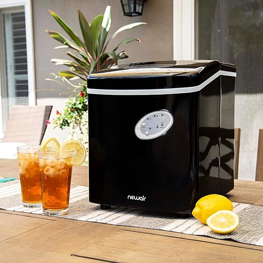 NewAir Counter Top Ice Maker Machine (Black), Compact Automatic Ice Maker, Cubes Ready in 6 Minutes, 28 Pounds in 24 Hours - Perfect for Home/Kitchen/Office/Bar