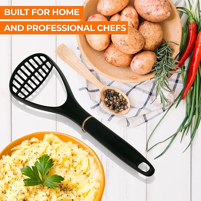 TENTA KITCHEN Good Grips Nylon Potato Solid Masher Professional Nylon Potato Masher,Garlic Press,Cooking and Kitchen Gadget. Ricer Press Blender Crusher for Non-Stick Cookware
