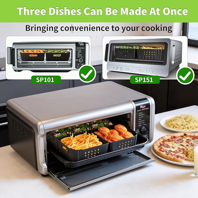 Silicone Air Fryer Liners for Ninja SP101 SP151 Air Fryer Oven, 3 Pcs Silicone Oven Liners Air Fryer Accessories for Ninja Digital Air Fry Countertop Oven SP101 SP151 SP351 SP201 SP301