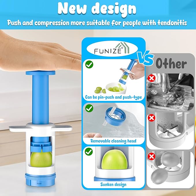 Grapes Cutter for Toddlers, Fruit & Veggie Cutter for Kids Grape Slicer Kitchen Tool, Perfect for Fruit Salads, Snacks, and Cake Decorations-Green Container-Blue Cross Blade