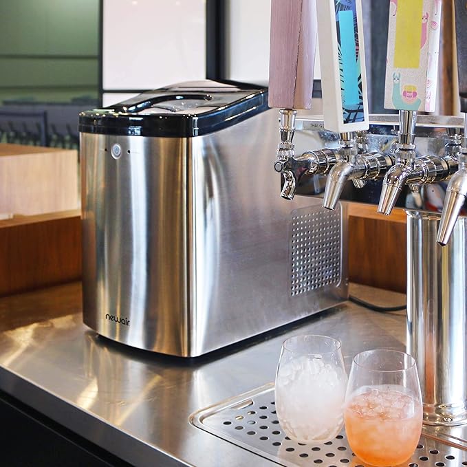 Newair Nugget Ice Maker, Sonic Speed Countertop Crunchy Ice Pellet Machine 45 lbs. of Ice a Day, Stainless Steel, Self-Cleaning Function and BPA-Free Parts, Perfect for Home, Kitchen, and More
