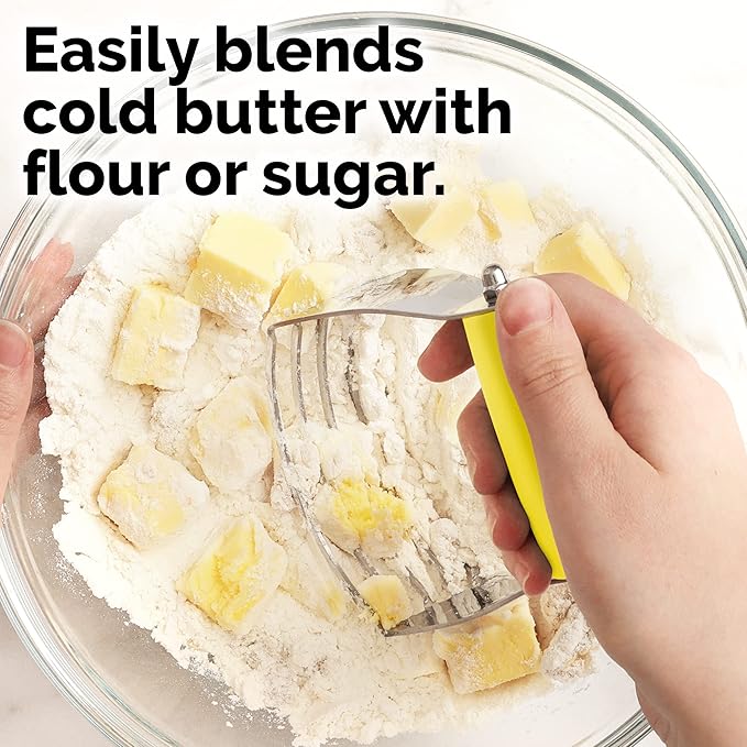 Zulay Kitchen Dough Blender - Stainless Steel Pastry Cutter, Heavy Duty Dough Cutter With Blades, Pastry Blender And Butter Cutter - Pastry Cutter For Baking (Yellow)