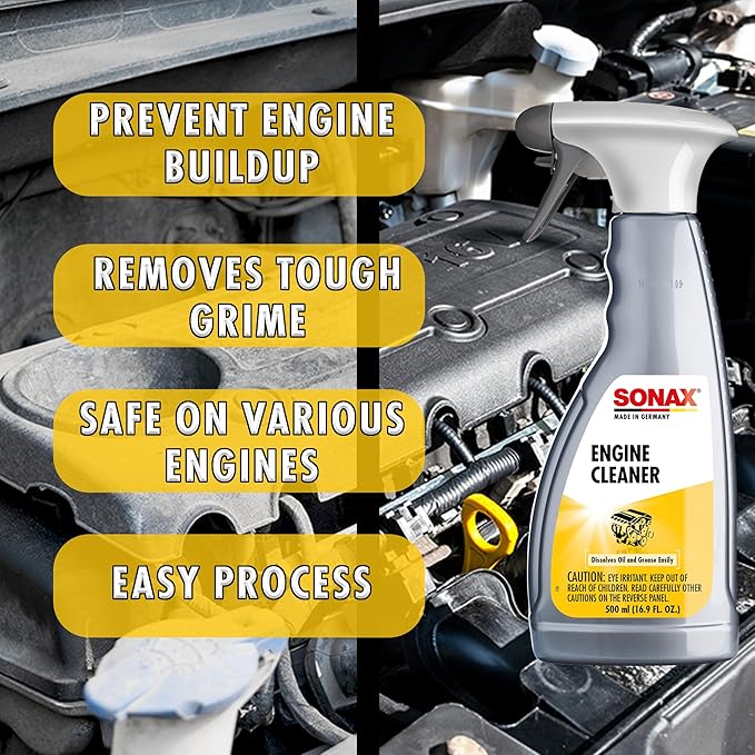 SONAX Engine Cleaner | Powerful Engine Degreaser for Oil & Grease Removal | Safe on Metal, Plastic & Rubber | Phosphate & Solvent-Free Formula | Deep-Cleaning for Hard-to-Reach Areas | 543200 | 500 ml