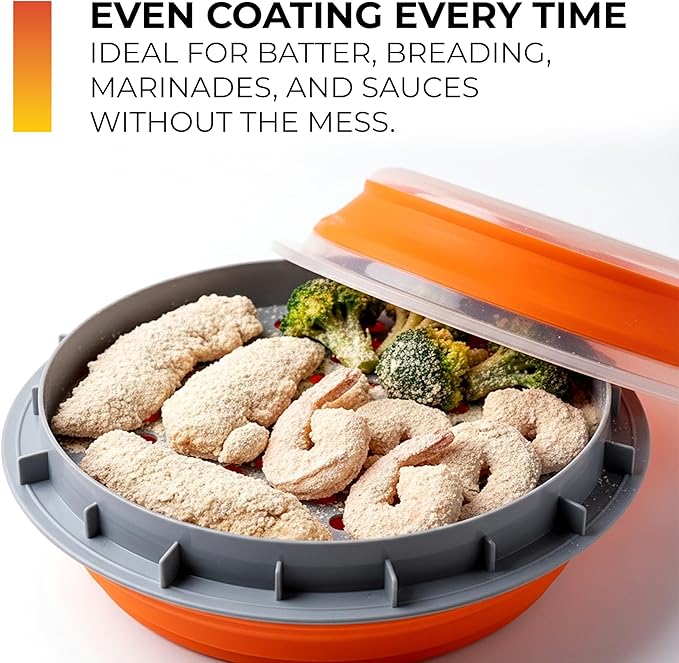 CanCooker Collapsible Plastic Batter Bowl | Mess-Free Breading Shaker Container & Mixer | Ideal for Fish Fry, Fried Chicken, Onion Rings, Wings & More