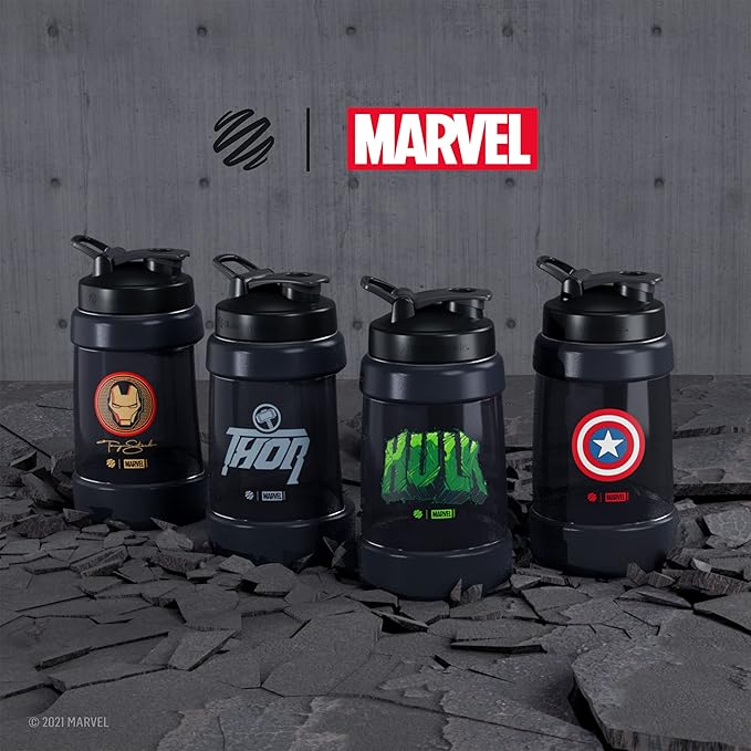 BlenderBottle Marvel Half Gallon Water Bottle, Koda Large Water Jug, 74-Oz, Captain America Shield