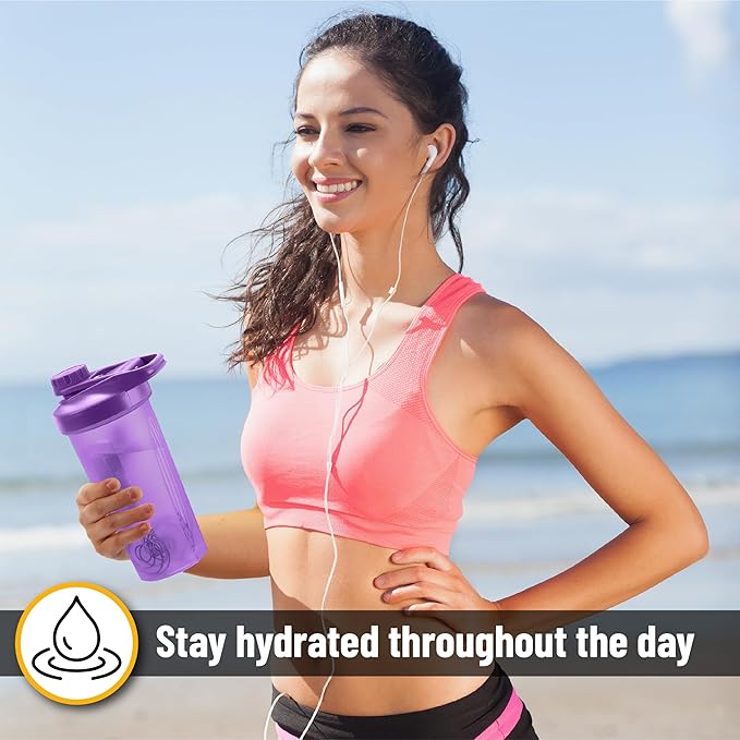 Mr. Pen- Shaker Bottles for Protein Mixes with Twist Cap, 28 oz, Purple Protein Shaker Bottle with Wire Whisk Ball, Mixer Bottle