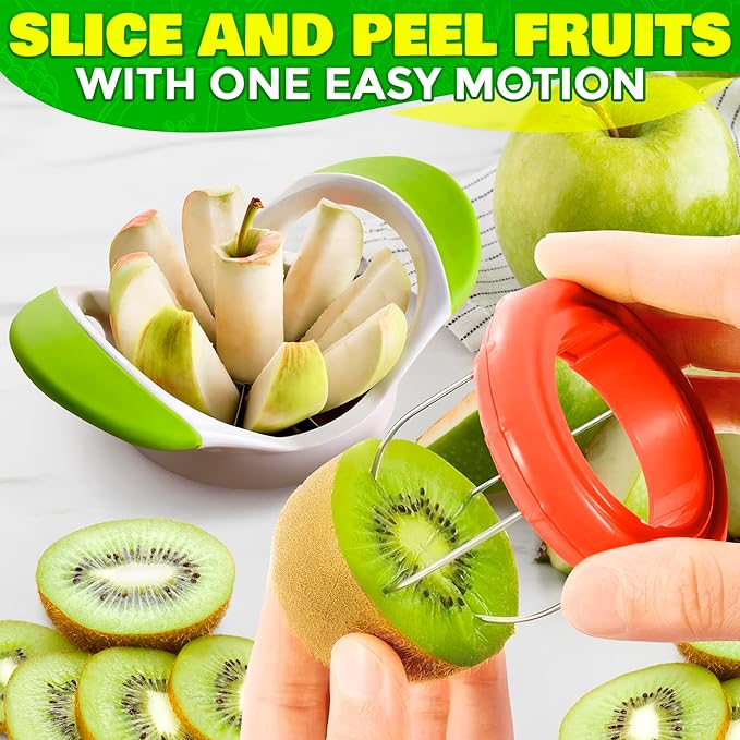 9 Pcs Pineapple Corer and Slicer Set – Sturdy, Sharp & Easy to Clean Pineapple Slicer Tool with Fruit Corer, Slicers and Peelers – Works for Apples, Melons, Avocados, Citrus, Berries, Bananas & More