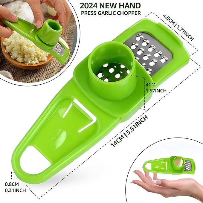 Landkitch-Garlic Grinder-Hand Garlic Grinder-Small Hand Grinder for Garlic-Garlic Slicer-Garlic Mincer-2025 New Hand Press Garlic Chopper-Garlic Press Hand Specialty Tools (Pink)