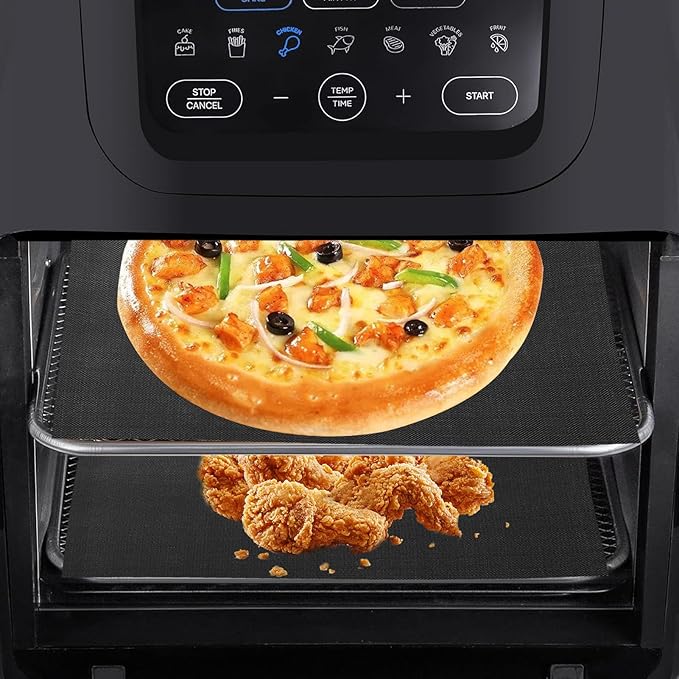 Oven Liners for Bottom of Oven, 9.4"x8.7" Reusable Non-Stick Heat Resistant Baking Mat Teflon Sheets for Chefman 10QT Multifunctional Digital Air Fryer, 4 Pack
