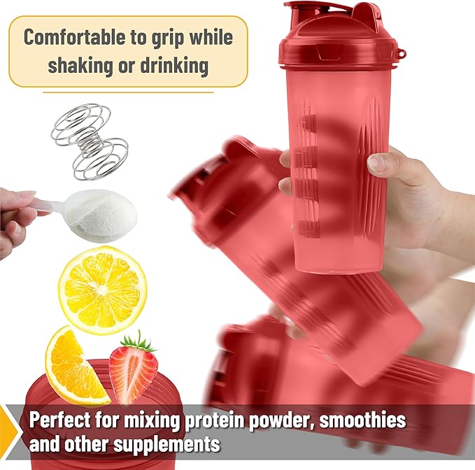 Mr. Pen Shaker Bottles for Protein Mixes, 28 oz, Red, Protein Shaker Bottle with Wire Whisk Ball