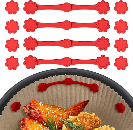 12Pcs Air Fryer Magnets For Parchment Paper,Air Fryer Liner Magnet Silicone Buckle For Holding Down Lock Liners Disposable Safely,Air fryer Accessories Locks Disposable Liners Silicone Magnetic Buckle