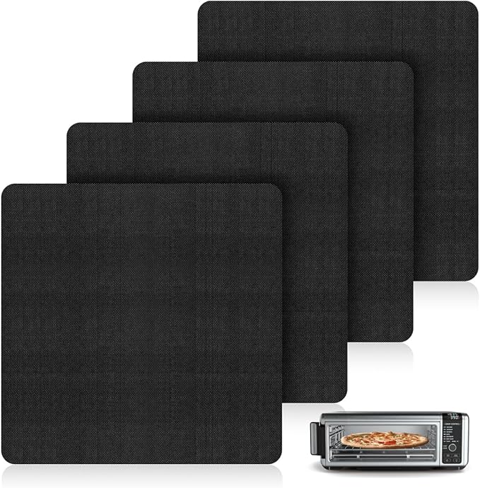 AIEVE Air Fryer Liners, 4 Packs Teflon Oven Liners for Bottom of Oven Compatible with Ninja Foodi SP101 SP201 SP301 SP351, Reusable Non-stick Air Fryer Baking Mat Sheets (12"x12")