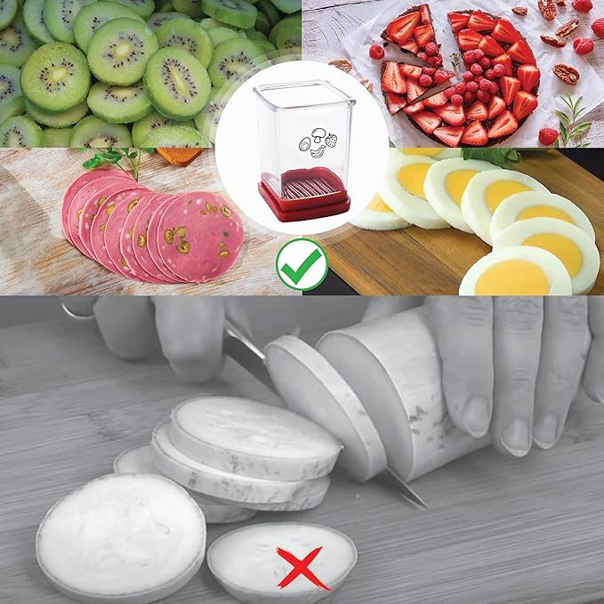 Fruit Cutter and Chopper – Cup Slicer for Strawberry, Grape, Banana, Mushroom, Kitchen Gadget for Fruits and Vegetables, Compact Slicing Tool (2 Packs)