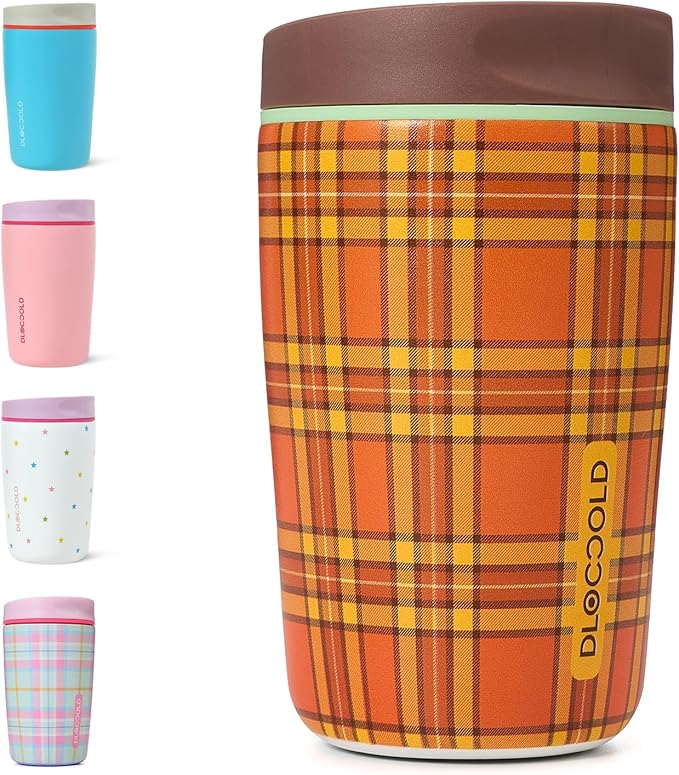 DLOCCOLD Insulated Stainless Steel Coffee Tumbler with Spill Resistant Lid, Reusable Iced Coffee Cup, Cup Holder Friendly Travel Coffee Mug, 12oz
