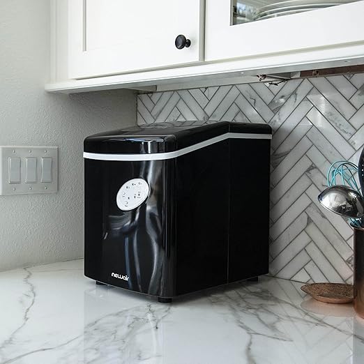 NewAir Counter Top Ice Maker Machine (Black), Compact Automatic Ice Maker, Cubes Ready in 6 Minutes, 28 Pounds in 24 Hours - Perfect for Home/Kitchen/Office/Bar