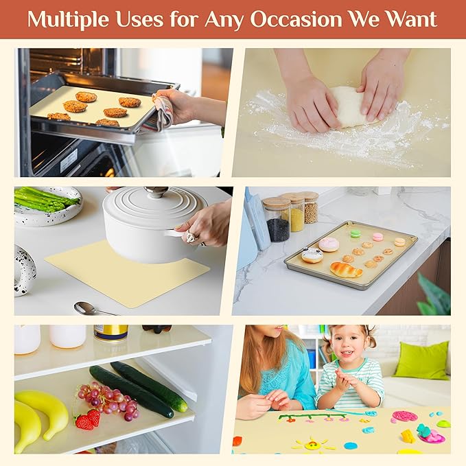 Silicone Baking Mat, 24 IN x 6 FT Free Cutting Baking Sheet,Non-Stick Reusable Dough & Pastry Mat,Non-Slip Silicone Mat Roll for Air Fryer Liner,Freeze Dryer,Oven Baking Pan,Kitchen Counter