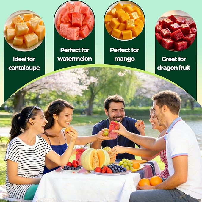 Watermelon Cutter, 2-in-1 Stainless Steel Watermelon Fork Slicer Cutter, Ergonomic Handle, Home Kitchen Gadgets for Watermelon, Cantaloupe, Honeydew & Other Summer Fruit(2PCS)