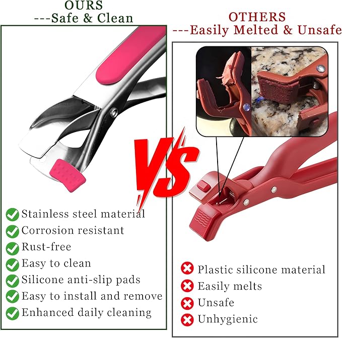 2PCS Hot Plate Gripper,Air Fryer Pans Gripper,Stainless Steel Hot Plate Bowl Retriever,Anti Scald Bowl Holder Clip,Kitchen Lifters Tongs for Egg Custard,Jidangeng,Microwave,Toaster,Oven Steamer