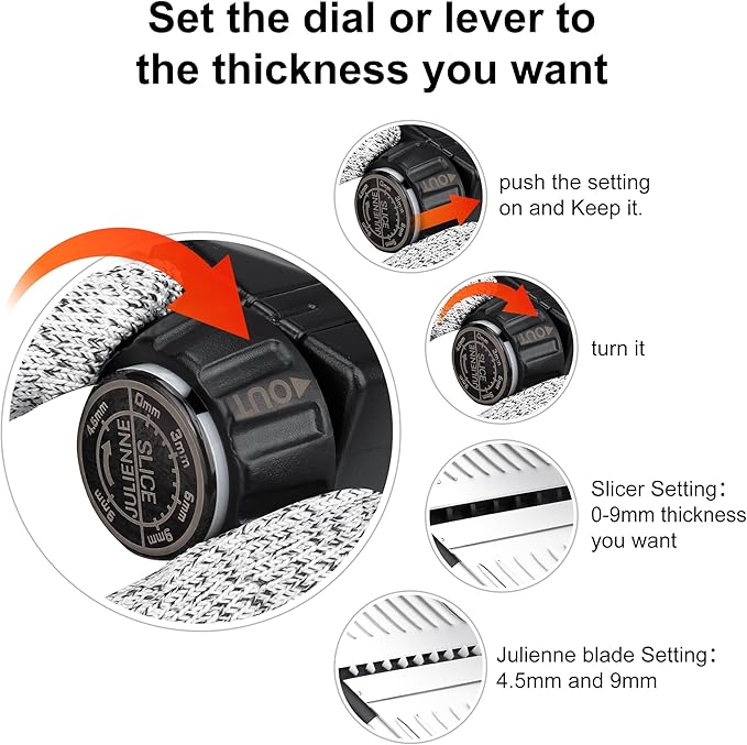 Mandoline Slicer for Kitchen, Adjustable mandoline food slicer， Stainless Steel vegetable slicer with a pair of Gloves
