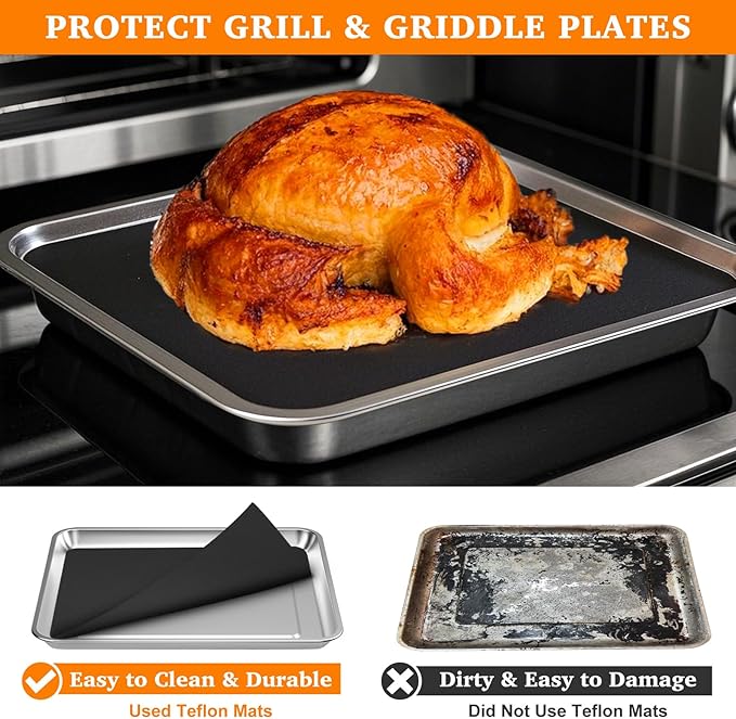 5 PCS Teflon Mats Oven Liner Compatible with Cuisinart Air Fryer Toaster Oven, Air Fryer Liners Reusable for Cuisinart Air Fryer Accessories