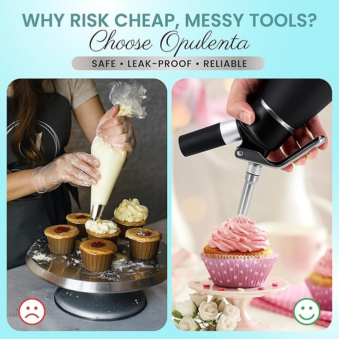 Premium Whipped Cream Dispenser – Leak-Proof Whip Maker with 3 Stainless Steel Nozzles, Spatula, Food Pen & Brush – Professional Whipped Cream Maker Canister – N2O Not Included – 500ml