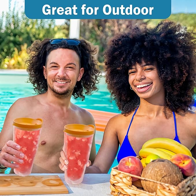 Lily's Home 20 oz 4 pack Insulated Tumbler Cups with Lids, Double Wall Clear Acrylic Plastic tumbler. Perfect for Iced Coffee, Hot Drinks, Water - Freezer & Top Rack Dishwasher Safe. BPA Free.