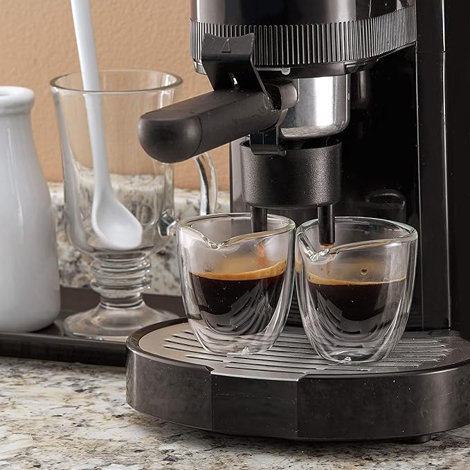 Pouring Espresso Cups Set of 4 - Glass Espresso Cup Shot Glass with Spout 2.7 OZ - Double Espresso Cups - Small Doppio Double Walled Clear Espresso Cup - Expresso Coffee Cup - Espresso Accessories
